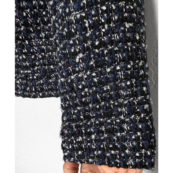 J.Crew Women's Sparkling Blue Midnight Tweed Cropped Jacket Hook Eye Closure 10 - Picture 7 of 11